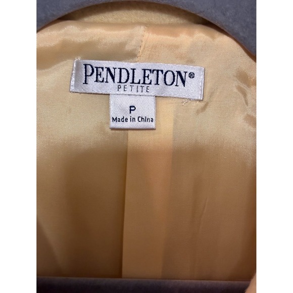 Pendleton Jacket Women Petite Yellow Merino Wool Button Front Collared Warm Wear - Picture 3 of 6
